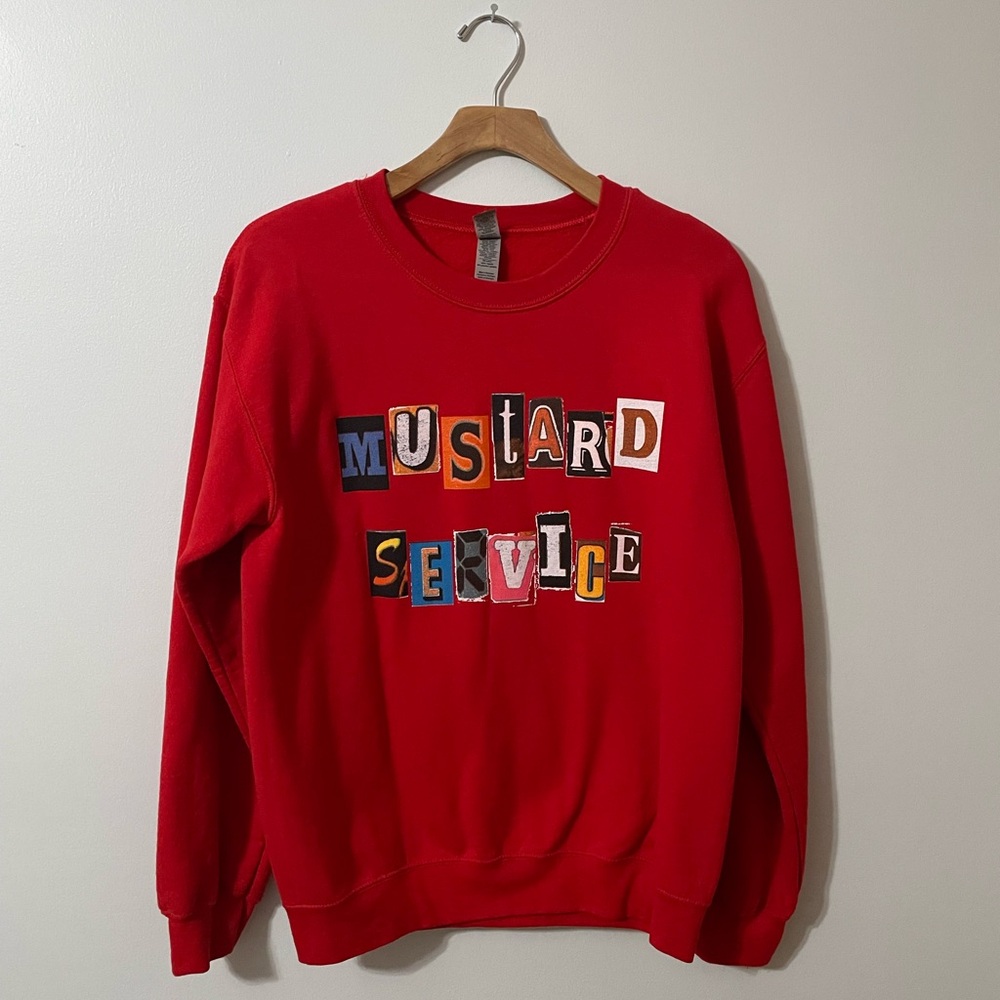 Gildan red crewneck sweatshirt - mustard service merch